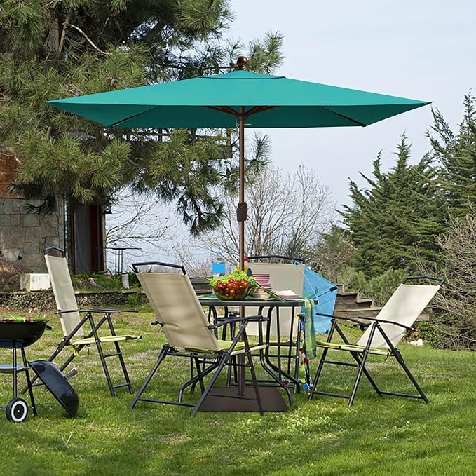 EliteShade 6.5x10Ft Rectangular Market Umbrella Patio Umbrella Outdoor Table Umbrella with Ventilation and 5 Years Non-Fading Top,Teal