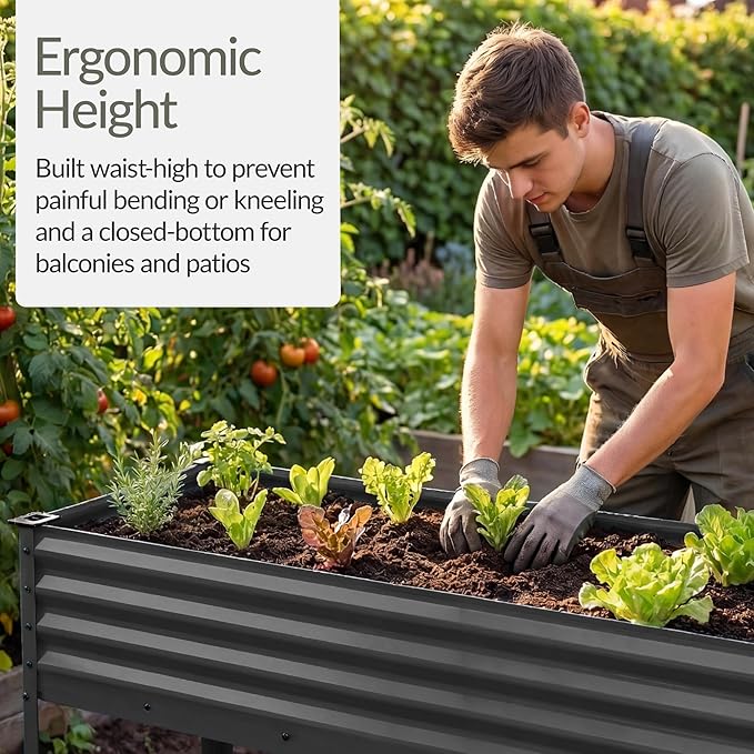 Best Choice Products 48x24x30in Galvanized Raised Garden Bed, Metal Elevated Planter Box, Vegetable Garden for Backyard, Patio, Balcony, 100% Non Toxic Materials - Charcoal