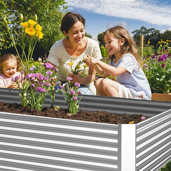 3 Pack Galvanized Raised Garden Bed Outdoor,Metal Garden Bed for Vegetables,Above Ground Garden Box for Flower,Steel Raised Beds for Gardening-35x16 inch