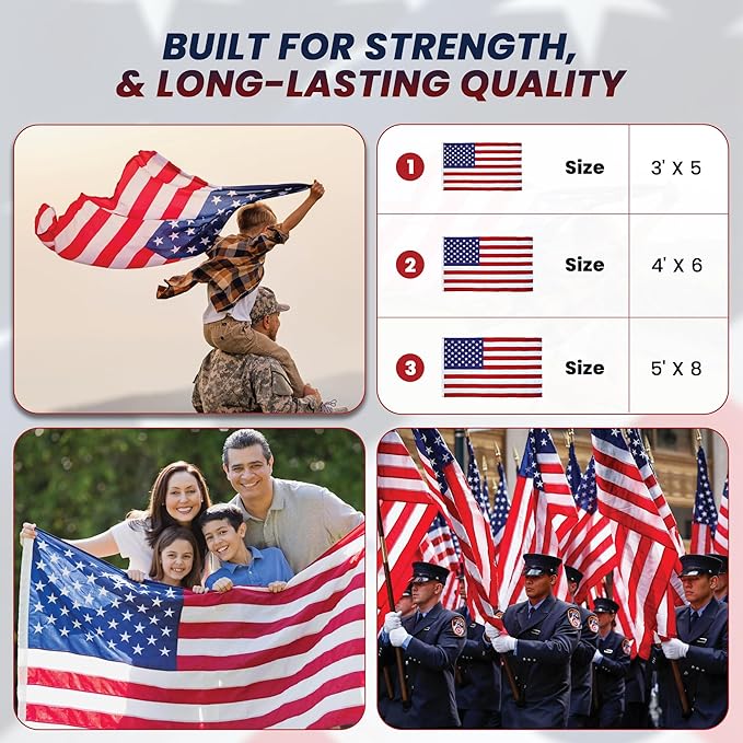Premium American Flag for Outside 3x5 Made in USA | Outdoor Nylon Flag with Embroidered Stars & Hand-Stitched Stripes | US Sourced Materials | Built & Finished in Wisconsin