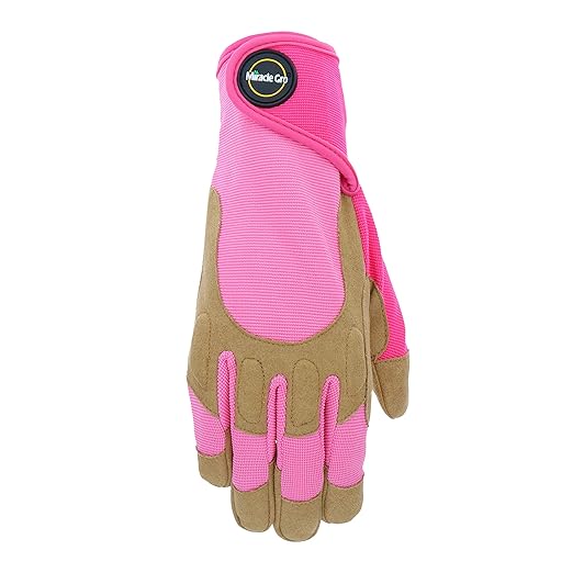 Miracle-Gro MG86208/WSM Synthetic Leather Palm Gloves – Small-Medium, Women’s High Dexterity Spandex Back Gloves with Hook and Loop Closure