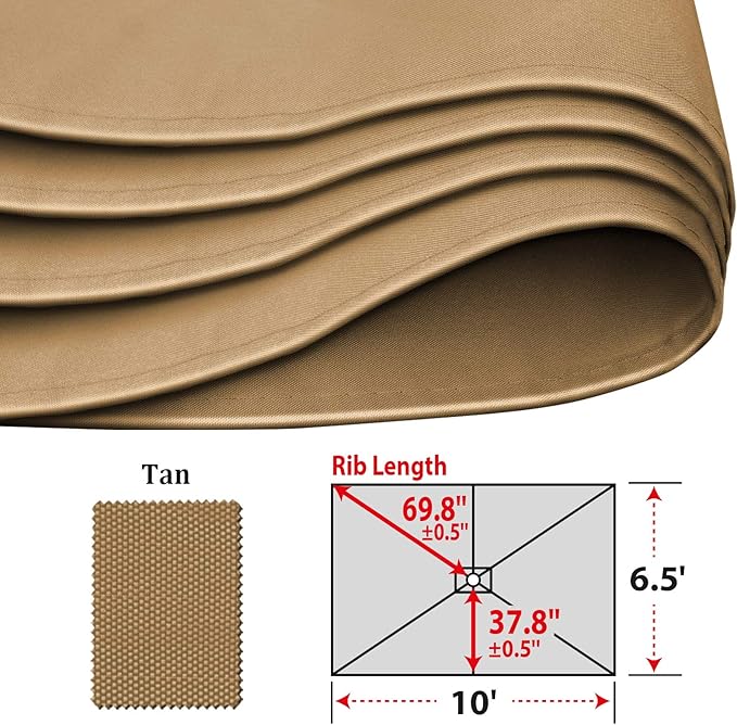 BenefitUSA Top Cover Replacement Umbrella Canopy for 10ft x 6.5 ft 6 ribs Patio Umbrella Outdoor Market (Canopy Only)