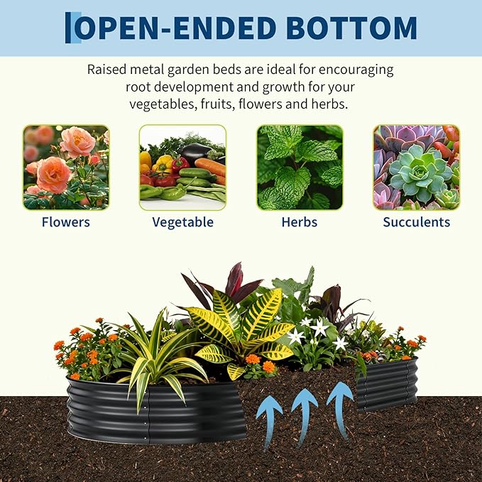 Garvee Galvanized Raised Garden Bed Outdoor, 6x3x1 ft Metal Planter Box for Flowers Vegetables, Rust-Resistant Raised Garden Beds for Gardening, Easy Assembly Outdoor Garden Box & Planters, Gray