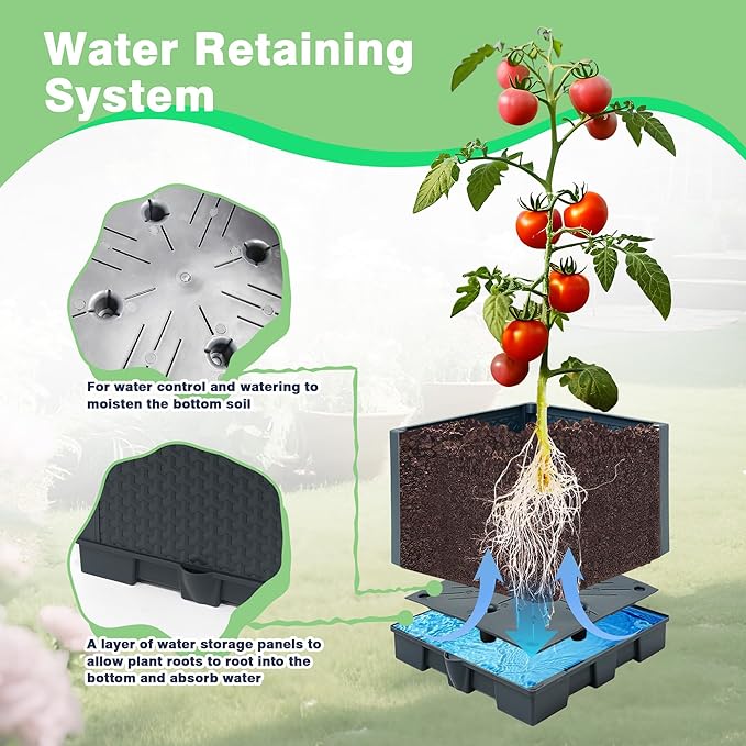 Raised Garden Bed Planter Box, 1 Pack 56" Self-Watering Tomato Planter with Trellis for Climbing Vegetables Plants Grape Fruit Flowers,Use for Indoor Outdoor Garden Patio