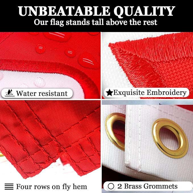 Canada Flag 3x5 Ft Tear-Shield 340D Polyester for Outdoor Double Sided Embroidered Canadian National Flag with Brass Grommets for Wall, Pole