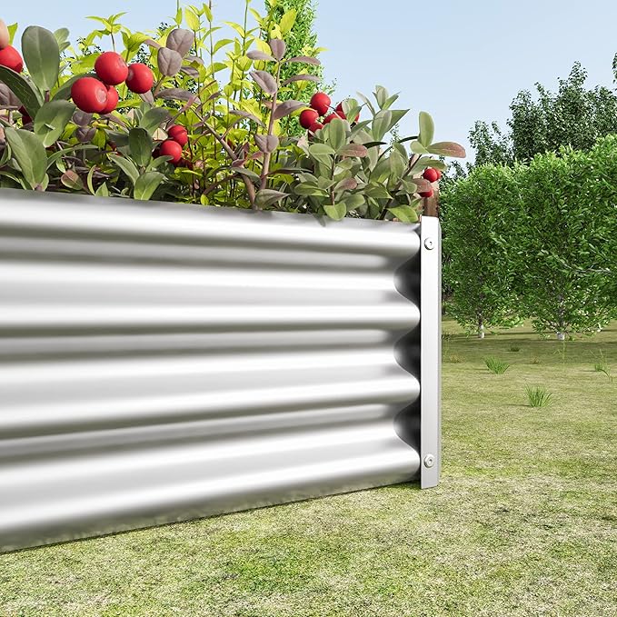 4x2x1ft Galvanized Steel Raised Bed, Open-Bottom Planter Box for Vegetables, Herbs & Flowers, Outdoor Metal Garden Kit with Commercial-Grade Durability, Easy-Assembly, Silver