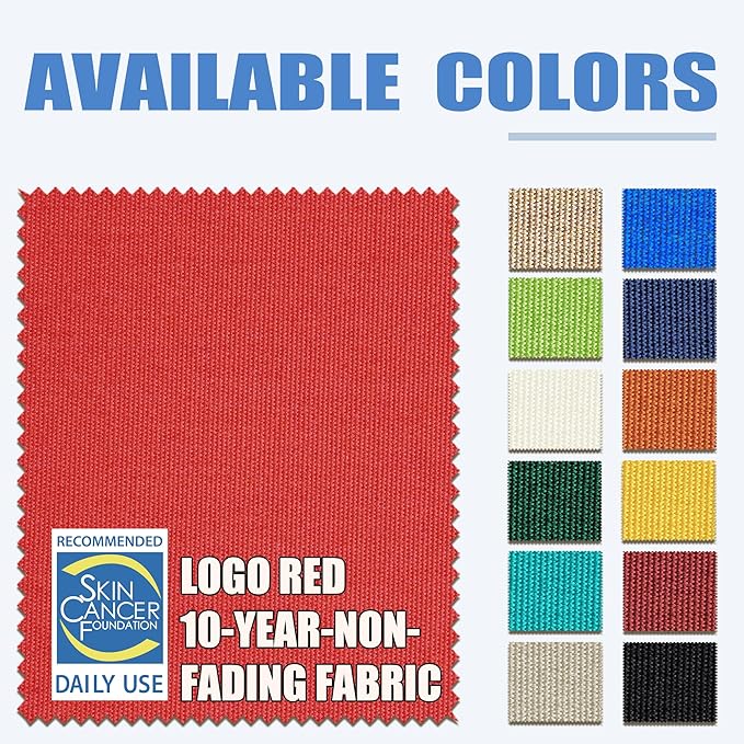 EliteShade USA 10-Year-Non-Fading 9Ft Market Umbrella Patio Umbrella Outdoor Table Umbrella with Ventilation,Logo Red