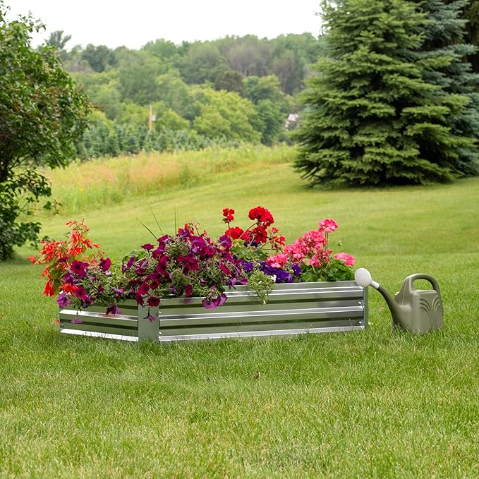 Sunnydaze Galvanized Raised Garden Bed - Metal Raised Bed for Gardening - Outdoor Planter Box for Flowers, Plants, and Vegetables - Silver - 48" W x 36" D x 12" H Rectangle