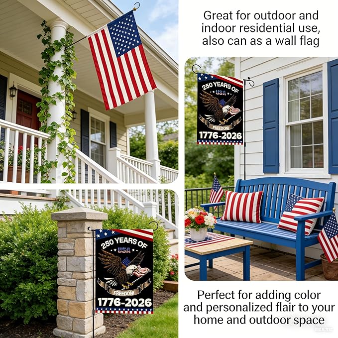 250th Anniversary USA Garden Flag 1776-2026 We the People Patriotic American Flags for Outside Double Sided 12x18 Inch 4th of July Outdoor Yard Banner Decorations