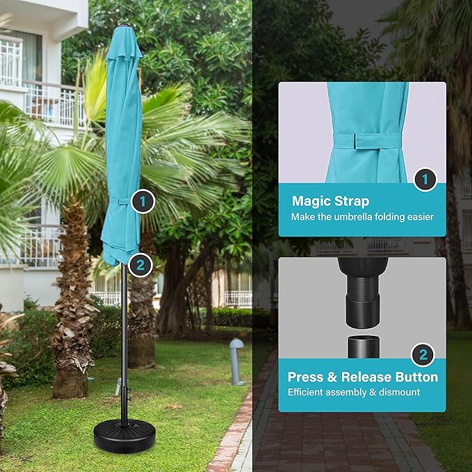 Simple Deluxe 2 Pack 9ft Patio Umbrella Outdoor Table Market Umbrella, 8 Sturdy Ribs for Garden, Deck, Backyard, Pool, Turquoise