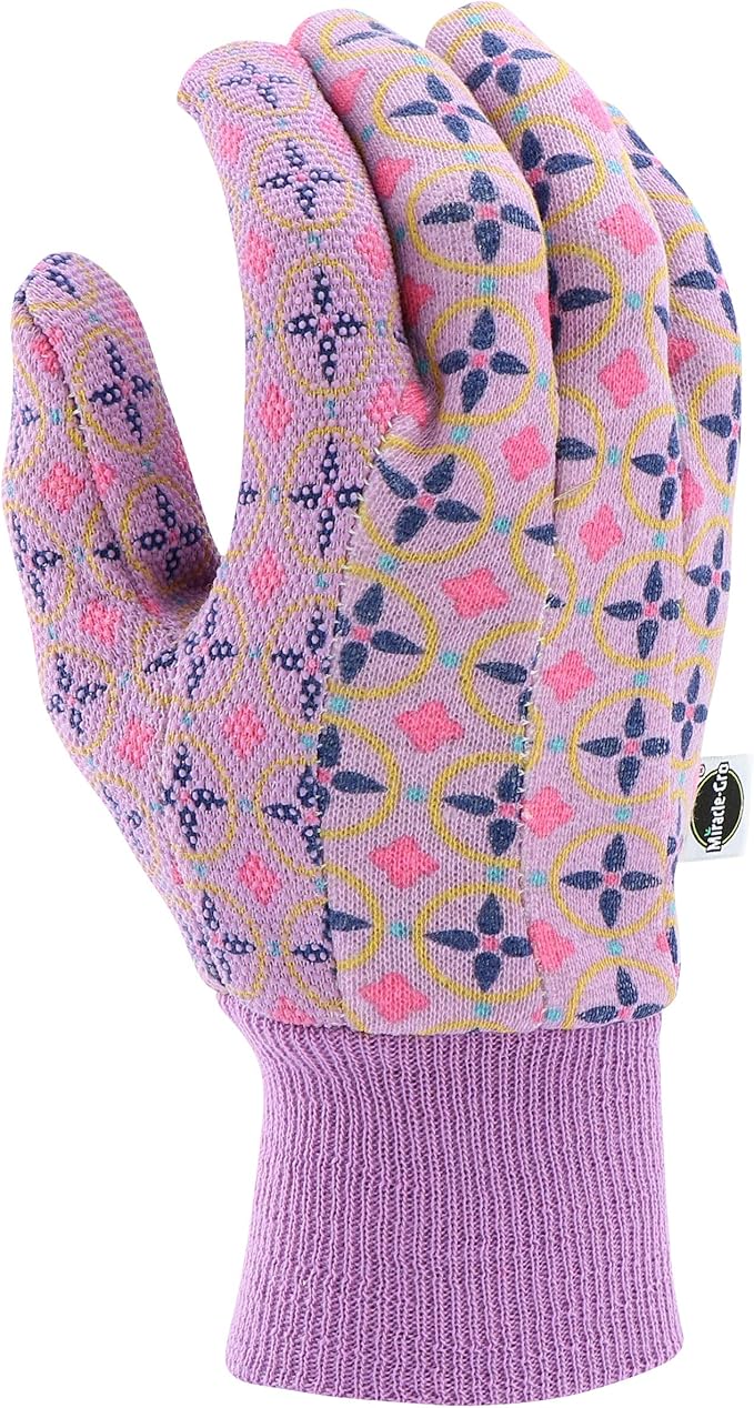 Miracle Gro Women's Printed Jersey Dotted Palm Garden Work Gloves