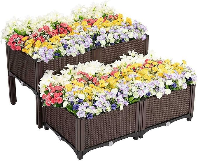 Vegetables Plant Raised Bed Kits, Elevated Raised Garden Bed Planter Box for Flowers Vegetables Fruits Herbs, Outdoor Indoor Planting Box Container for Garden Patio Balcony Restaurant