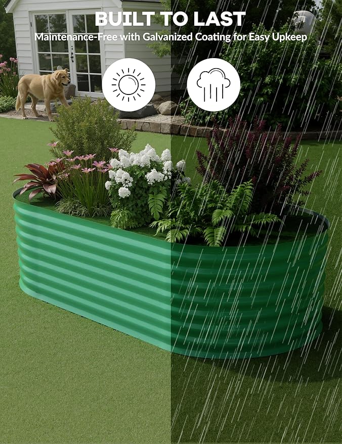 Outdoor and Indoor use Garden Raised Garden Bed Kits, 6x3x2 ft ft Metal Raised Planter Bed for Vegetables Flowers Ground Planter Box- Green