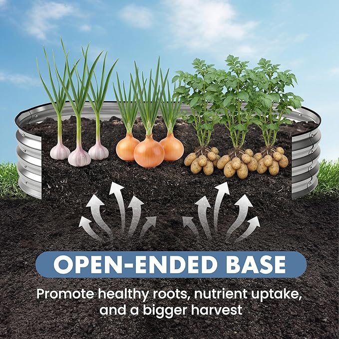 DUMOS 6x3x1ft Galvanized Raised Garden Bed, Outdoor Planter Box with Open Bottom Design, Metal Large Garden Bed for Vegetables, Herbs & Flowers, Rustproof for Backyard & Patio, Silver