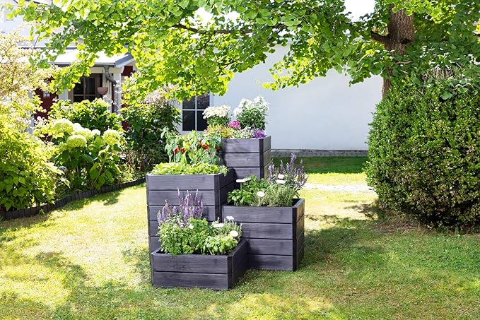 645115 Exaco Ergo Small Raised Bed, Square, Anthracite