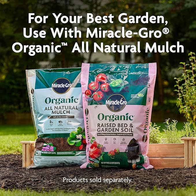 Miracle-Gro Organic Raised Bed and Garden Soil Bulk Pallet, Quick Release Natural Fertilizer, Peat Free, OMRI Listed, 1.5 cu. ft. Bags, Pallet of 50