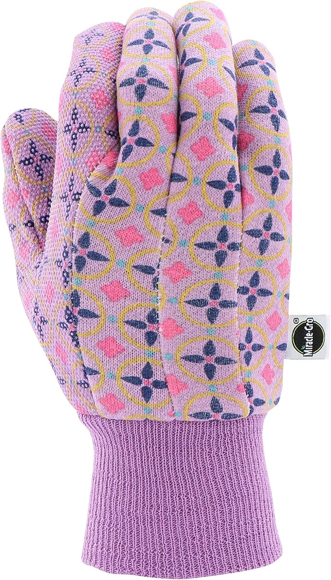 Miracle Gro Women's Printed Jersey Dotted Palm Garden Work Gloves