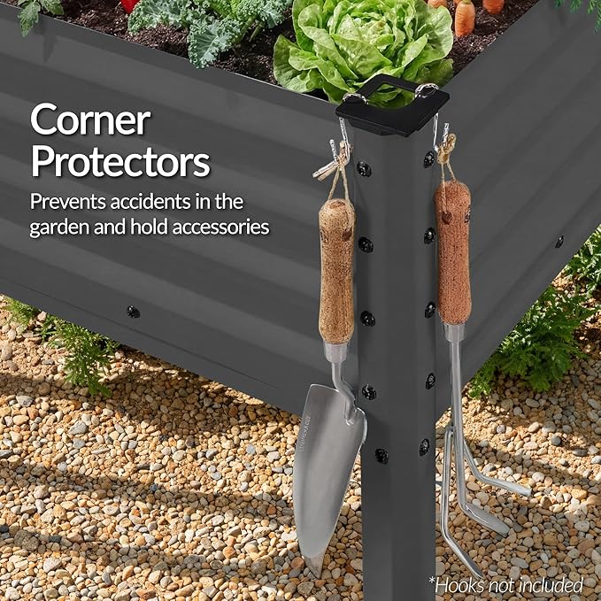 Best Choice Products 48x24x30in Galvanized Raised Garden Bed, Metal Elevated Planter Box, Vegetable Garden for Backyard, Patio, Balcony, 100% Non Toxic Materials - Charcoal
