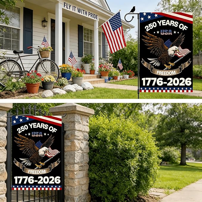 250th Anniversary USA Garden Flag 1776-2026 We the People Patriotic American Flags for Outside Double Sided 12x18 Inch 4th of July Outdoor Yard Banner Decorations