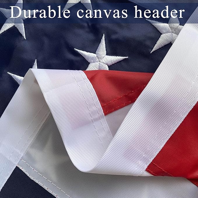 Embroidered American Flags for Outside 3x5 High Winds- Outdoor Heavy Duty Weatherproof USA Flag- Sewn Stripes Applique US flag- Brass Grommet and Canvas Head(pole not included)