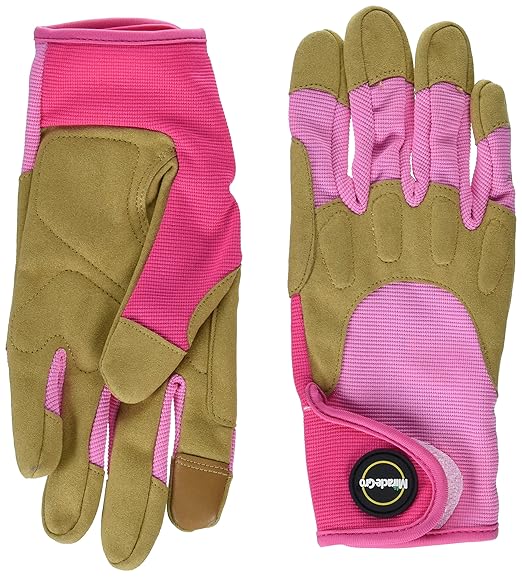 Miracle-Gro MG86203/WML Synthetic Leather Palm Gloves –Medium-Large, Women’s High Dexterity Spandex Back Gloves with Shirred Elastic Wrists