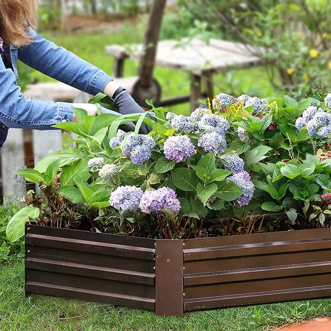 LuxenHome Galvanized Raised Garden Bed Kit, 6x3x1ft Raised Garden Bed Outdoor, Rectangular Metal Gardening Planter Box, Large Plant Pot, Planting Bed Gardening Tools for Vegetables Flowers Herbs