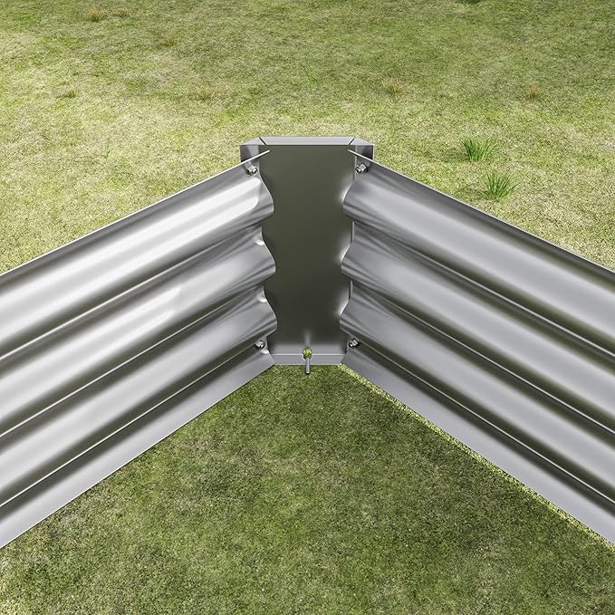 Raised Garden Bed Kit 7.6x3.7x0.98FT, Galvanized Metal Raised Bed for Vegetables, Herbs, and Flowers, Outdoor Raiseds Garden Beds for Gardening, Silver