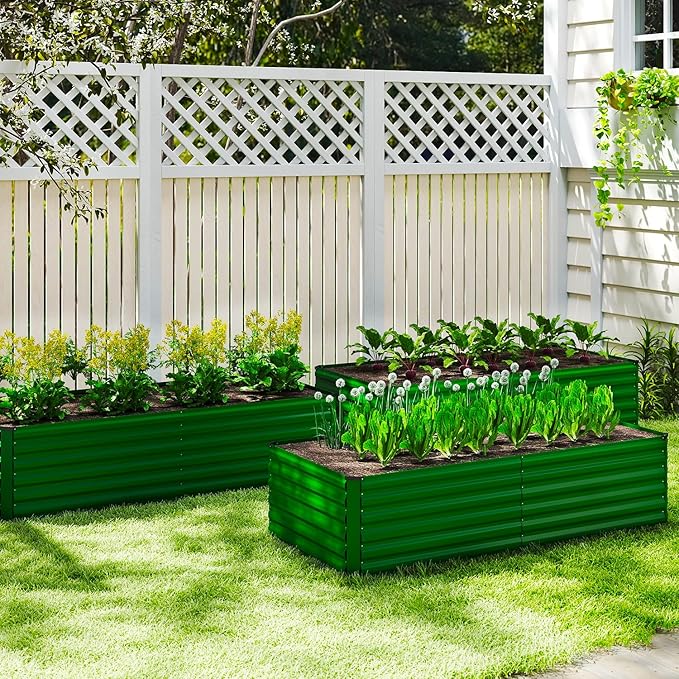 8x4x2 ft Outdoor Raised Garden Bed, Large Metal Planter Raised Beds, Planters for Outdoor Plants for Vegetables, Flowers, Herbs, Fruits, and Succulents.(2 Pcs)