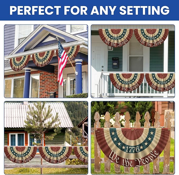 FLAGWIX Outdoor American Flag 4th of July Decorations - Non-Pleated American Bunting Flags Outdoor 1.5x3 ft (Pack 4) - Patriotic Fourth of July Decorations Garden Decor, Veteran Gifts for Men Women