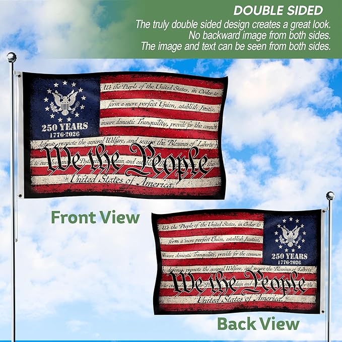 250 Anniversary Usa Flag, Commemorative House Flags, Two-sided Design 4x6 Ft, Patriotic Flags 3