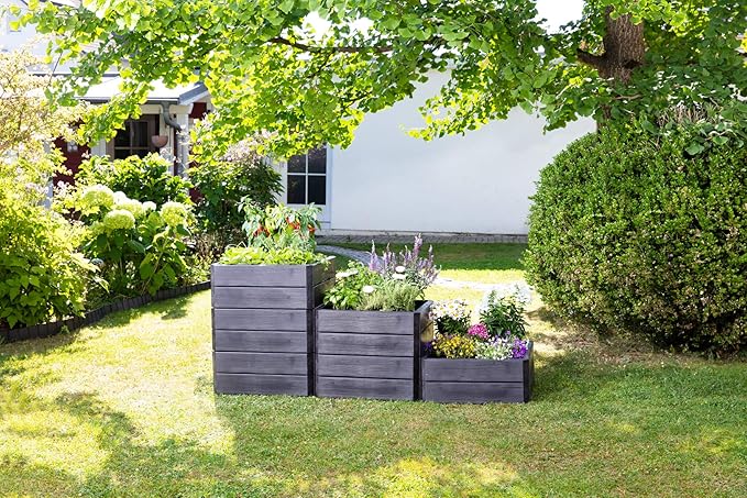 645115 Exaco Ergo Small Raised Bed, Square, Anthracite