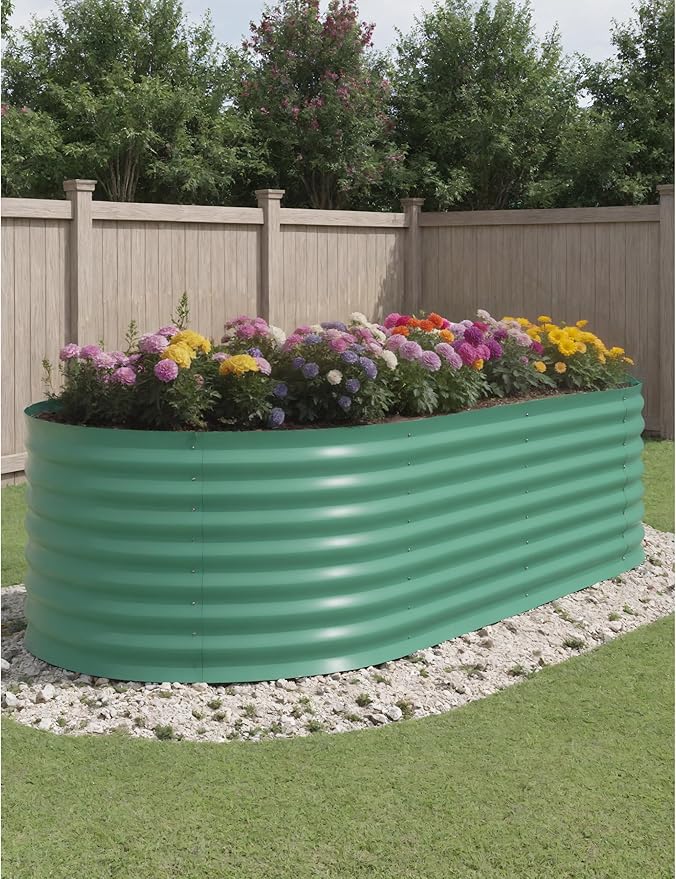 Outdoor and Indoor use Garden Raised Garden Bed Kits, 8x4x2 ft Metal Raised Planter Bed for Vegetables Flowers Ground Planter Box- Green