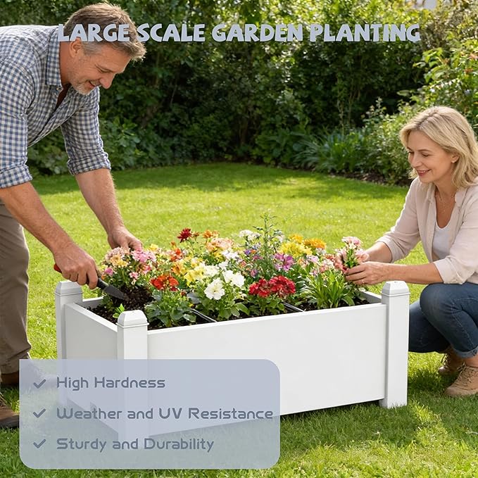 Vixzen Raised Garden Bed Outdoor,Reinforced Large Planter Box with Wheels & Storage Shelf,Mobile Planter Bed Box for Backyard, Patio, Balcony (Gray, 30.04 * 17.72 * 12.6)