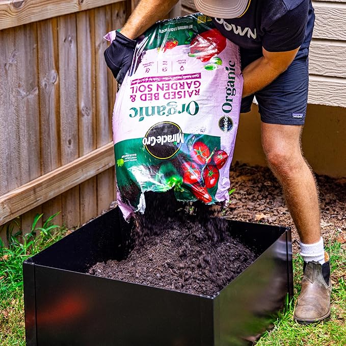 14 in. Tall x 2 ft x 2 ft Metal Raised Garden Bed Kit – Steel Garden Box with Serrated Ground Edging, Rust-Resistant Planter for Vegetables, Flowers & Herbs, Made in USA by Tie Down