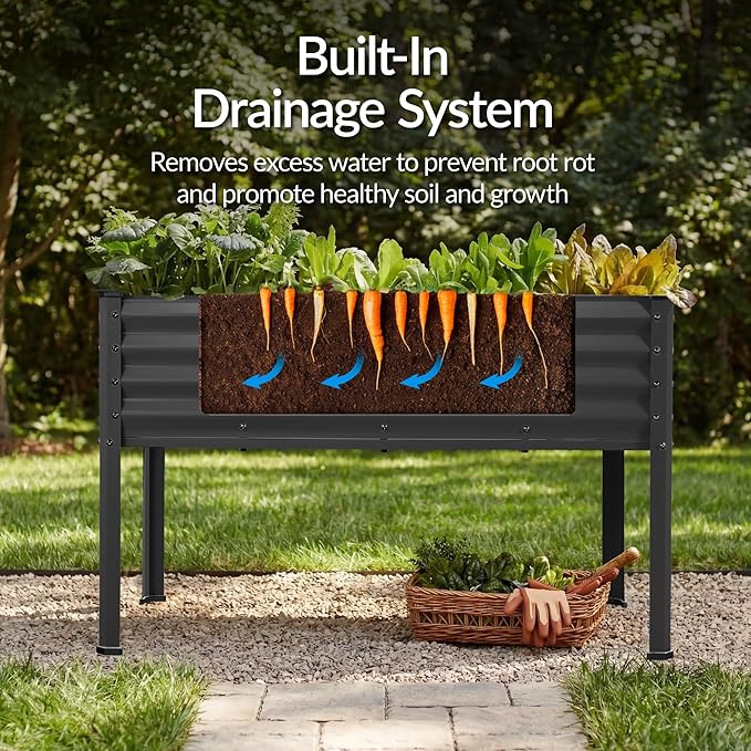 Best Choice Products 48x24x30in Galvanized Raised Garden Bed, Metal Elevated Planter Box, Vegetable Garden for Backyard, Patio, Balcony, 100% Non Toxic Materials - Charcoal