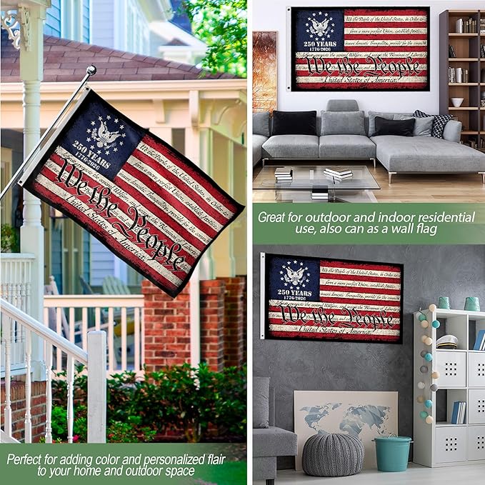 250 Anniversary Usa Flag, Commemorative House Flags, Two-sided Design 4x6 Ft, Patriotic Flags 3