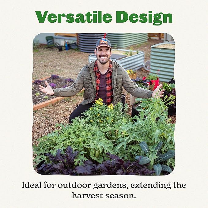 Epic Gardening 6-in-1 Modular Galvanized Raised Garden Bed Kit, 15" Food-Safe Medium Metal Planter Box, Oval Raised Garden Beds Outdoor for Vegetables, Flowers, Herbs, and Fruits - Mist Green