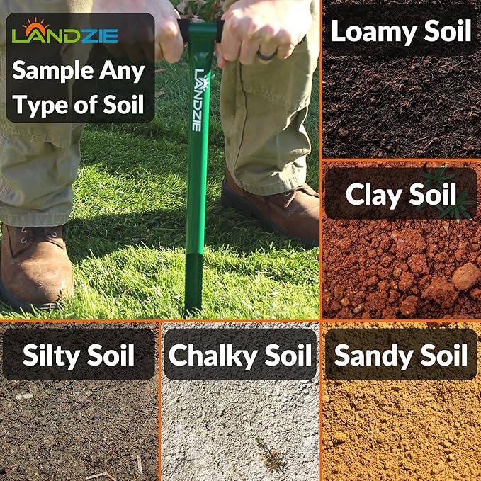LANDZIE Soil Probe - 20 Inch Soil Sample Probe Soil Core Sampling Tool - 12 Inch Sample Depth Soil Sampler Probe and Soil Test Probe - Soil Sample Tool Soil Probes for Sampling Soil Probe Rod