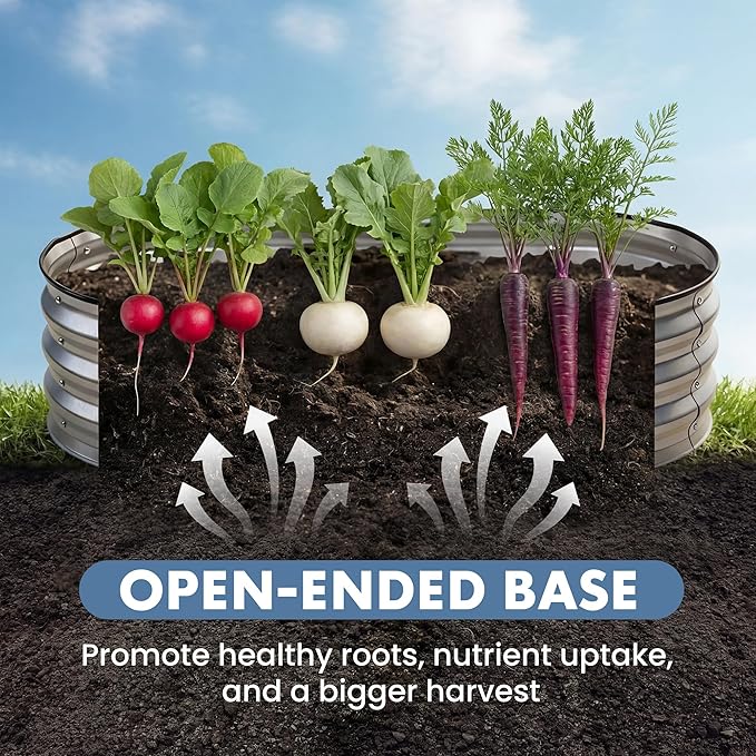 DUMOS 4x2x1ft Galvanized Raised Garden Bed, Outdoor Planter Box with Open Bottom Design, Metal Large Garden Bed for Vegetables, Herbs & Flowers, Rustproof for Backyard & Patio, Silver