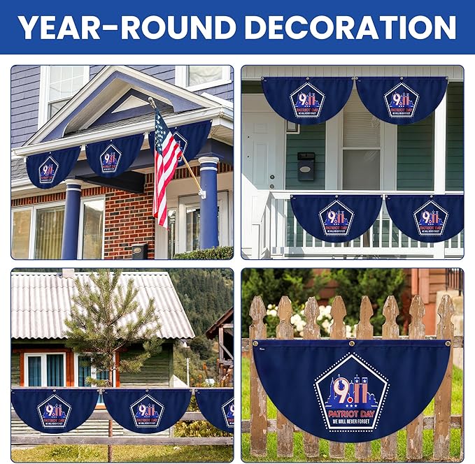 FLAGWIX American 9/11 Flag Patriot Day - Non-Pleated American Bunting Flags Outdoor 3x6 ft (Pack 1) - 911 Flag Patriotic Decorations, Outside Decorations for Yard, Patriotic Flags for Garden Decor