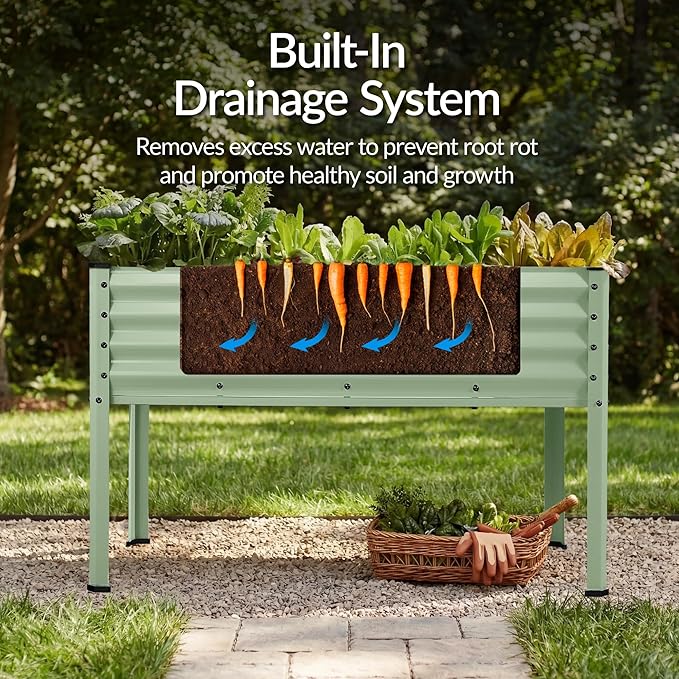 Best Choice Products 48x24x30in Galvanized Raised Garden Bed, Metal Elevated Planter Box, Vegetable Garden for Backyard, Patio, Balcony, 100% Non Toxic Materials - Sage Green
