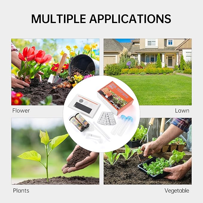 AAwipes Soil Test Kit 4-in-1 for pH, Nitrogen, Phosphorus & Potassium - 40 Soil Testing Kits Upgraded Accurate Nutrient Tester for Garden, Yard, Lawn & Plant Care with Sampling Accessories (J04-40)