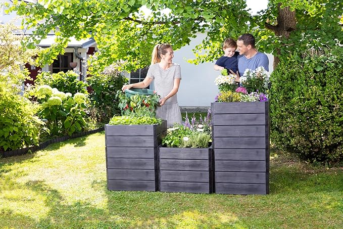 645115 Exaco Ergo Small Raised Bed, Square, Anthracite