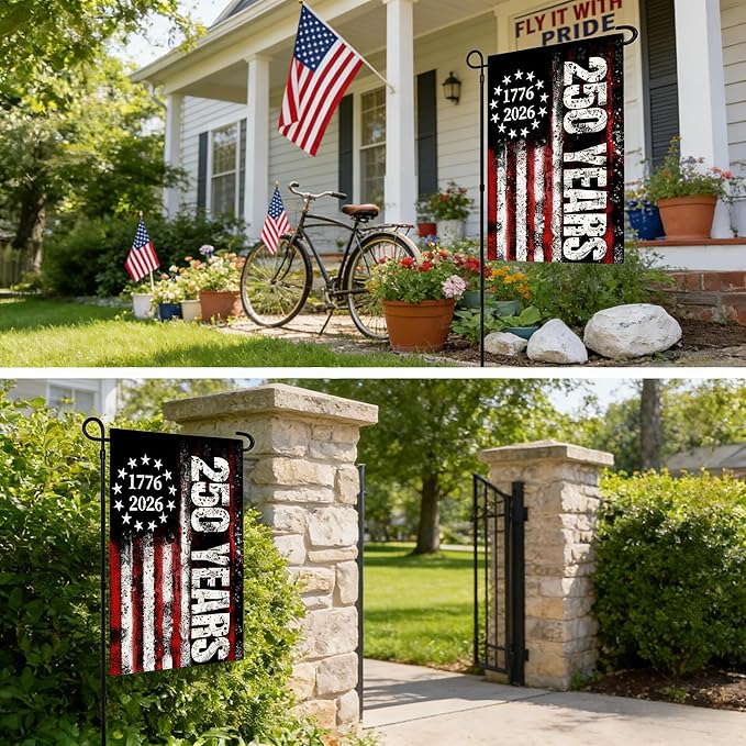 250th Anniversary USA Garden Flag 1776-2026 We the People Patriotic American Flags for Outside Double Sided 12x18 Inch 4th of July Outdoor Yard Banner Decorations