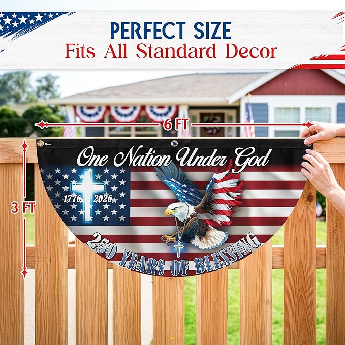 FLAGWIX American One Nation Under God Flag - Polyester Double-sided Yard Flags For Outside Fan Flag, 3x6 ft - 4th of July Decorations for Home Yard Garden Decor Banner, Gifts For Men Women