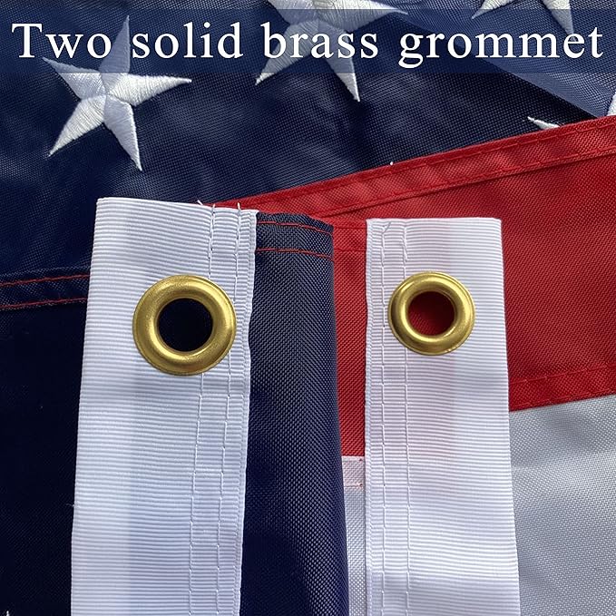 Embroidered American Flags for Outside 3x5 High Winds- Outdoor Heavy Duty Weatherproof USA Flag- Sewn Stripes Applique US flag- Brass Grommet and Canvas Head(pole not included)
