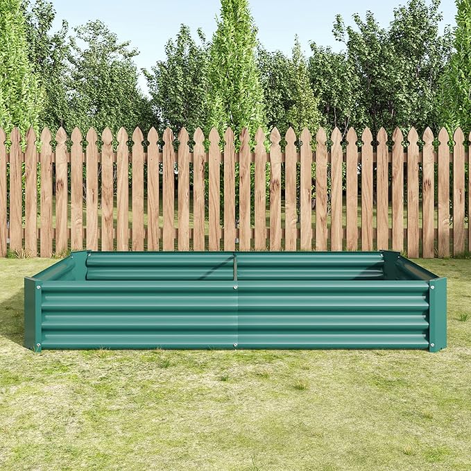 8x4x1FT Raised Garden Bed Kit, Large Metal Planter Raised Garden Boxes Outdoor, Vegetable Boxes-Rectangle Metal Flower Box for Planting,Fruit,Herb (Green, 6x3x1ft)