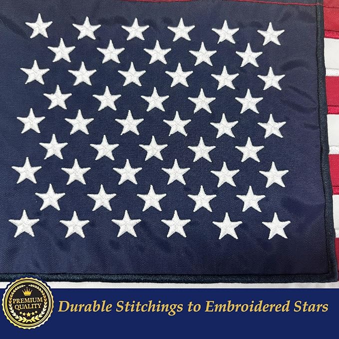 TOPFLAGS American USA Boat flag 16x24 US Flag - Heavy Duty Outdoor Unite States Flags Embroidered Stars Sewn Stripes with Brass Grommets