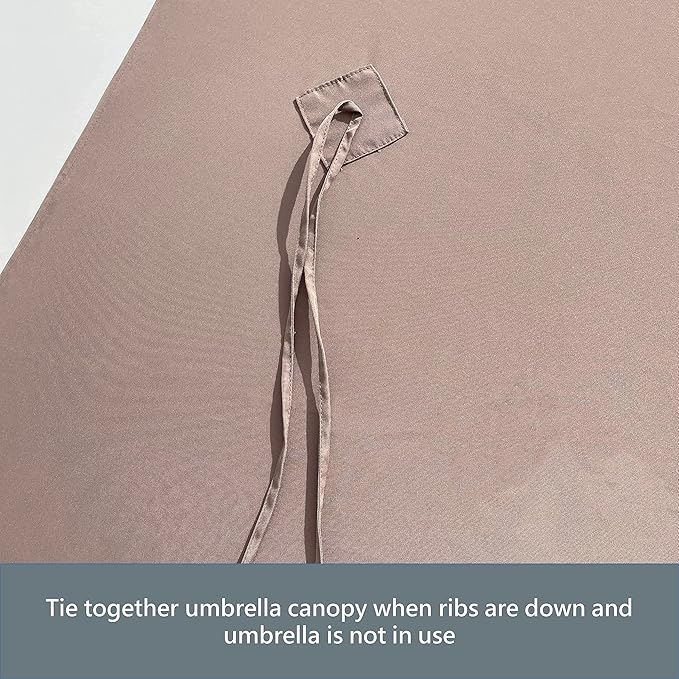 FORMOSA 9ft 6 Rib Market Premium Patio Umbrella Replacement Canopy - 300D UV Protective and Water Resistant Patio Canopy - Umbrella Replacement Cover (CANOPY ONLY) (Taupe Fringe)