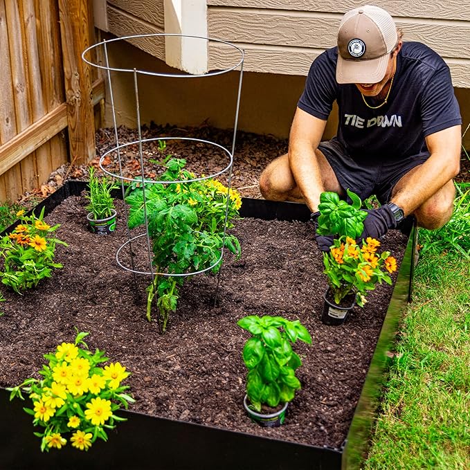 14 in. Tall x 4 ft x 4 ft Metal Raised Garden Bed Kit – Large Steel Garden Box with Serrated Ground Edging, Heavy-Duty Raised Bed for Vegetables & Flowers, Made in USA by Tie Down